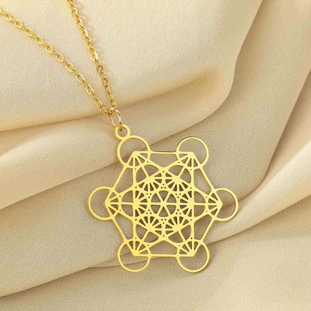 Kinitial Metatron Cube Pendant - Religiosus Symbol Necklace - Meditation Necklace Valentine's Day Birthday Gift