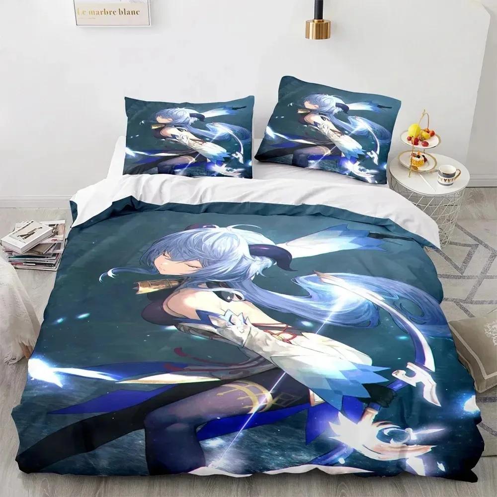 

Аниме Игра Genshin Impact Ganyu Постельное белье Пододеяльник Постельный комплект Одеяло Чехол Наволочка Одеяло King Queen Size Мальчики Взрослые EU single(135x200cm)