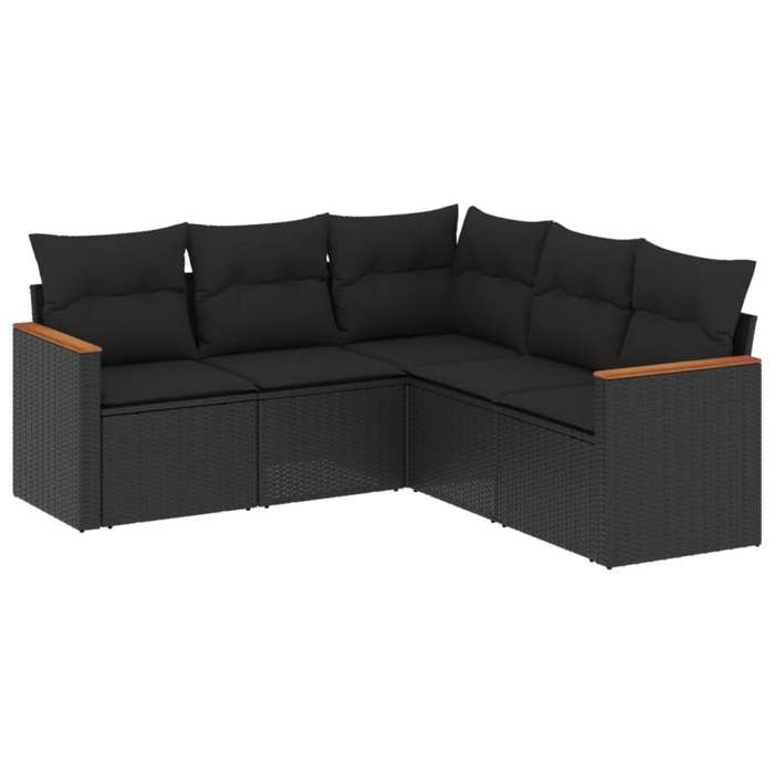 VidaXL Garden Lounge Set with Cushions 5 Pcs, Patio Sofas, Patio Furniture Set, Outdoor Furniture, Black 3258359