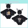 Entzückendes Kleinkind Baby Jungen Mädchen Halloween Cosplay Fledermauskostüm Strampler Set mit Hut