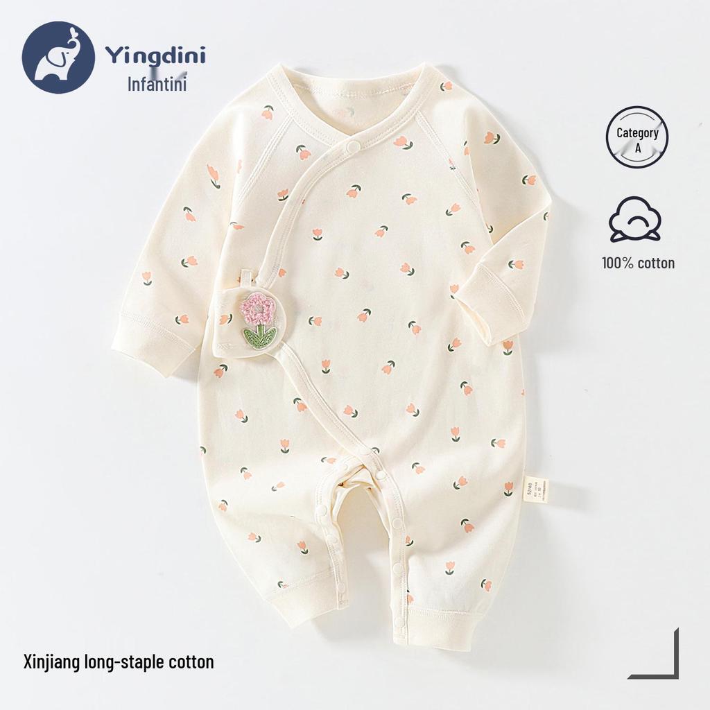 Neugeborenen Strampler aus reiner Baumwolle mit Schmetterlingsmotiv - Atmungsaktiver doppellagiger Anzug für Herbst und Frühling