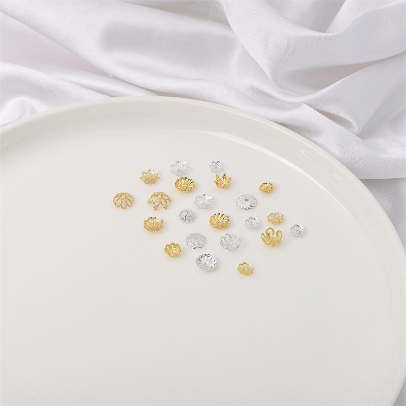 14K Gold Filled Flower Cap Bracelet DIY Jewelry Accessories with White Gold Beaded Spacers