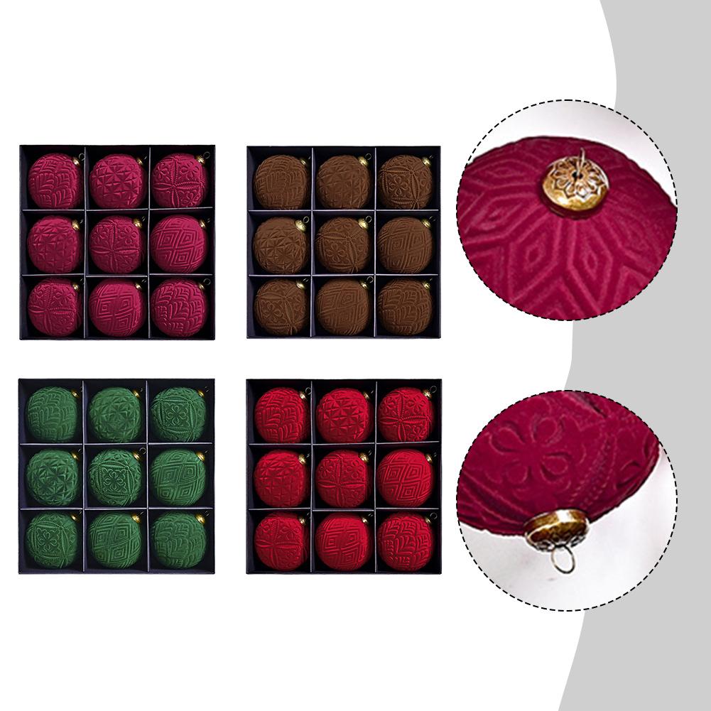 Elegante Samt-Weihnachtskugeln - 9er-Pack 8cm Hängende Ornamente Für Festliche Navidad Weihnachten Dekorationen Weihnachtsbedarf