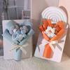 7 Colors Creative Three-dimensional Flower Bouquets Greeting Cards Handmade Cream Puffs Valentine's Day Knitted Flower Bouquets