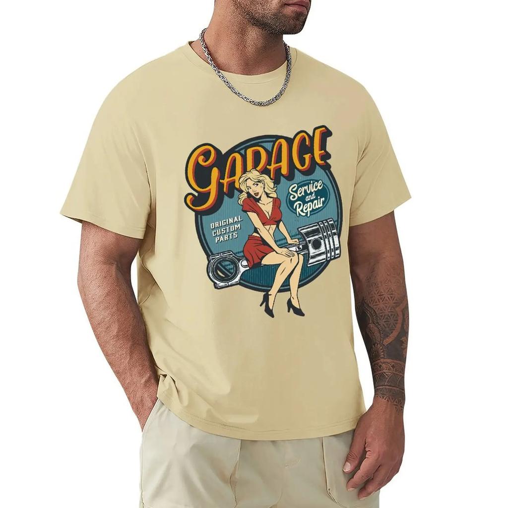 Vintage Colorful Garage Repair Service T Shirt Harajuku Short Sleeve T-shirt 100% Cotton Graphics Tshirt Tops