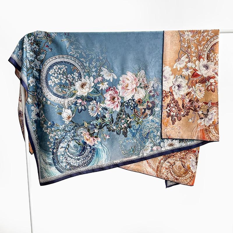 Chinese style fragrant cloud gauze square scarf silk scarf floralsprinting double-sided silk scarf shawl