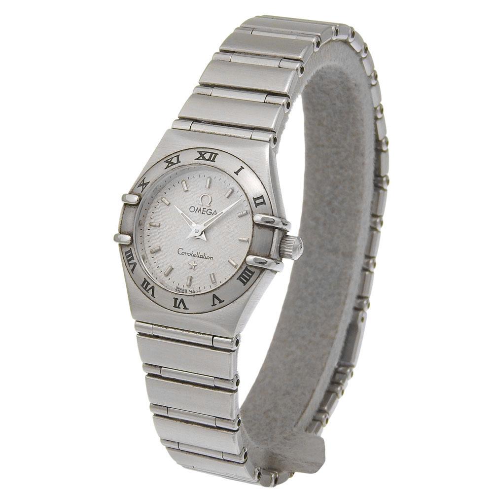 Omega Sternbild Mini Uhren 1562.30 Weißes Zifferblatt Edelstahl Quarz Analoganzeige Damen Gebraucht