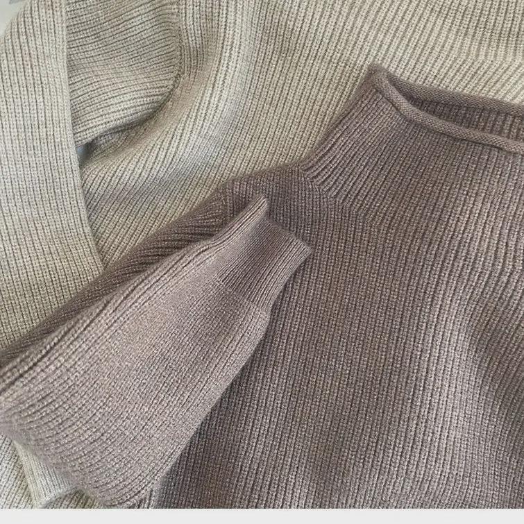 Ready Stock: Korean Kids' Half-High Collar Solid Color Knitted Pullover for Boys & Girls - Spring/Autumn