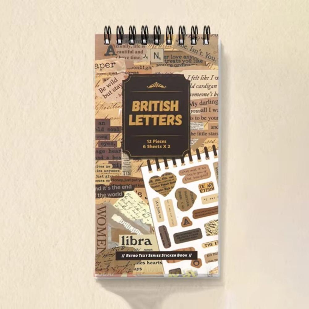 12Pcs/bag Diy Sticker Book Text Collage Series DIY Decorative Stickers  School Stationery