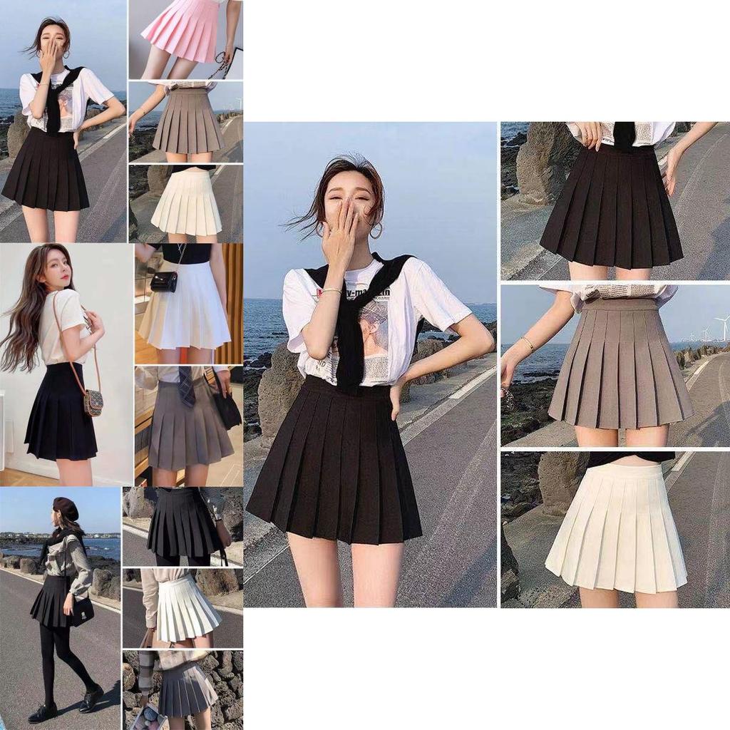 Stylish Women High Waist Pleated Skirt Featuring Comfortable Safety Shorts Inside