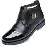Men's Genuine Leather Velcro Winter Shoes with Plush Wool for Middle-Aged & Elderly