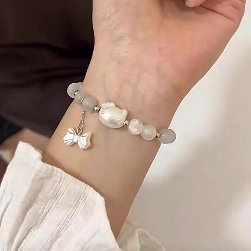 

Милый и нежный браслет с подвесками в виде сердечек, сделай сам, ручная работа, камень «кошачий глаз», подарок