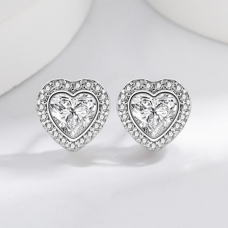 2026 Inlaid Zircon Peach Heart Earrings Women's Small Love Earrings for Your Heart, Women's Cute Heart Earrings