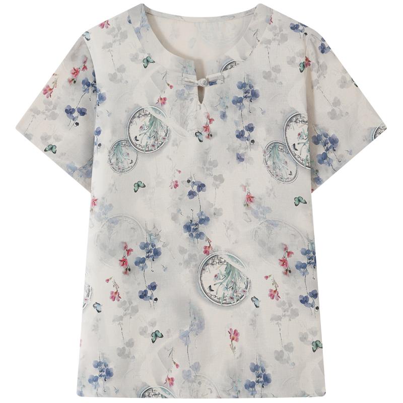 Plus Size 3XL-8XL Oversize Summer Casual Blouses for Women Tops Loose Short Sleeve Shirt Vintage Clothes