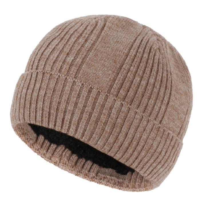 Men's Winter Fleece-Lined Thermal Wool Hat Versatile Cold-Weather Protection Adult Knitted Beanie