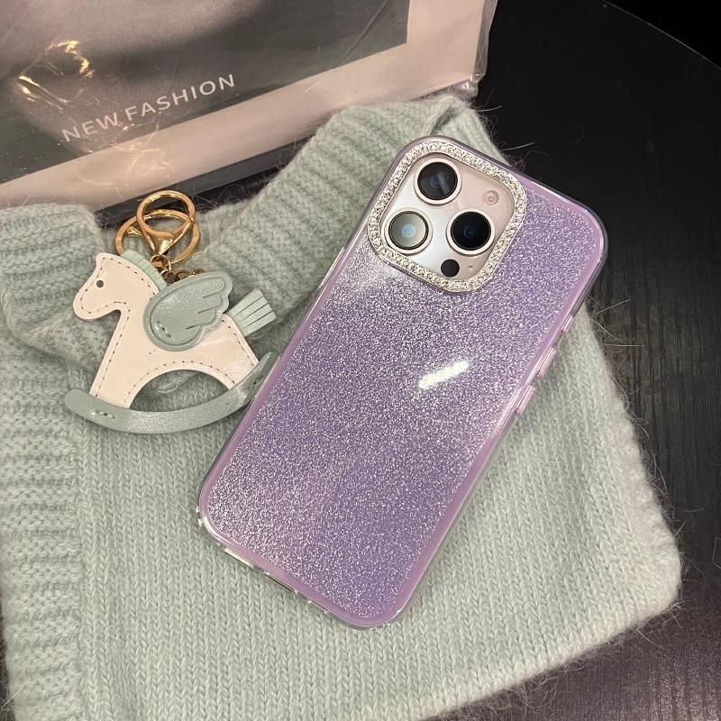 Bling Diamond Camera Protection Phone Case For iPhone 16 15 14 13 12 Pro Max 11 Shockproof Acrylic Glitter Hard Back Cover