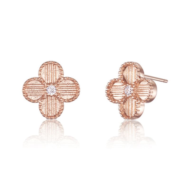 CRANNE Cercei cu Motiv Floare Trifoi din Aur Galben 14K GP C24EB327