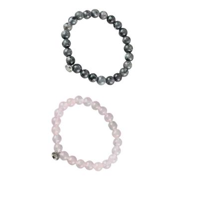2Pcs Stone Beads Bracelets Expandable Vintage Hand Chain Charm Lady Decoration Jewelry Friendship Wear Accessories