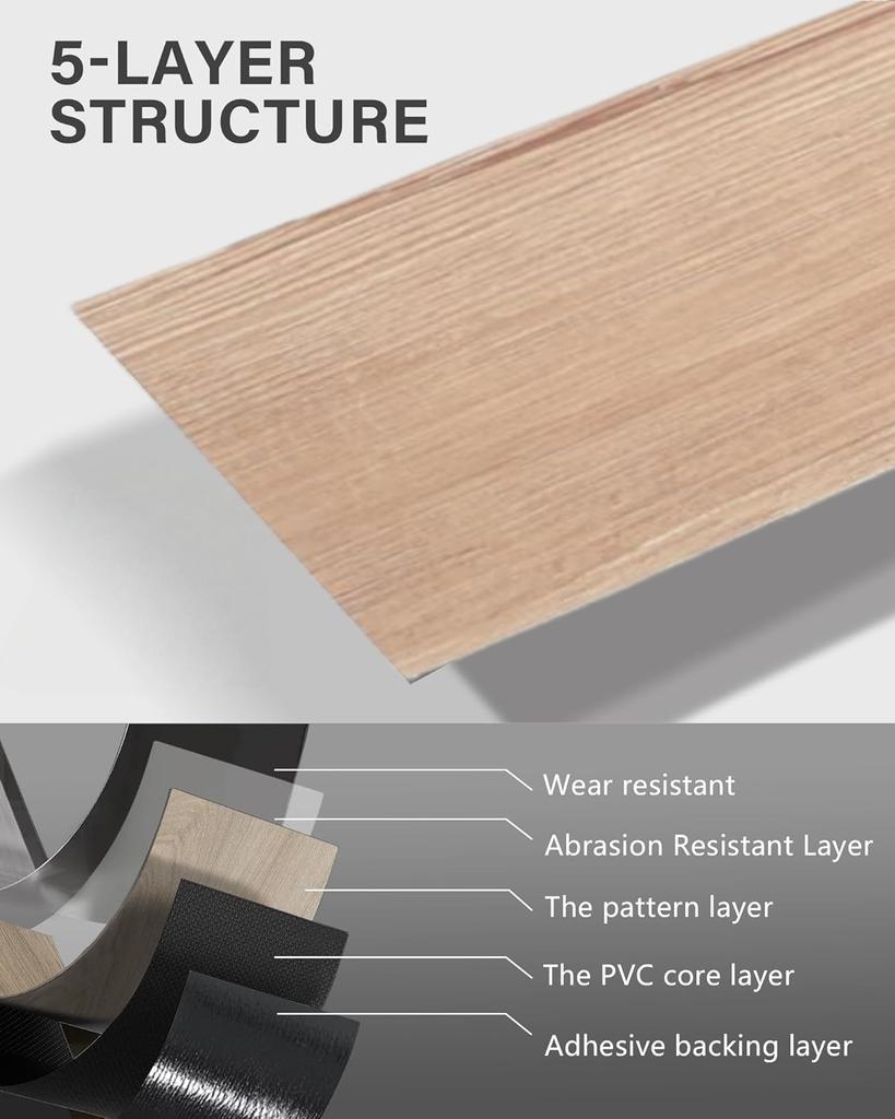 10pcs 15.2x40cm Vintage Wood Grain Self-Adhesive Floor Stickers - Waterproof, Non-Slip, Peel & Stick Resin Wall Stickers