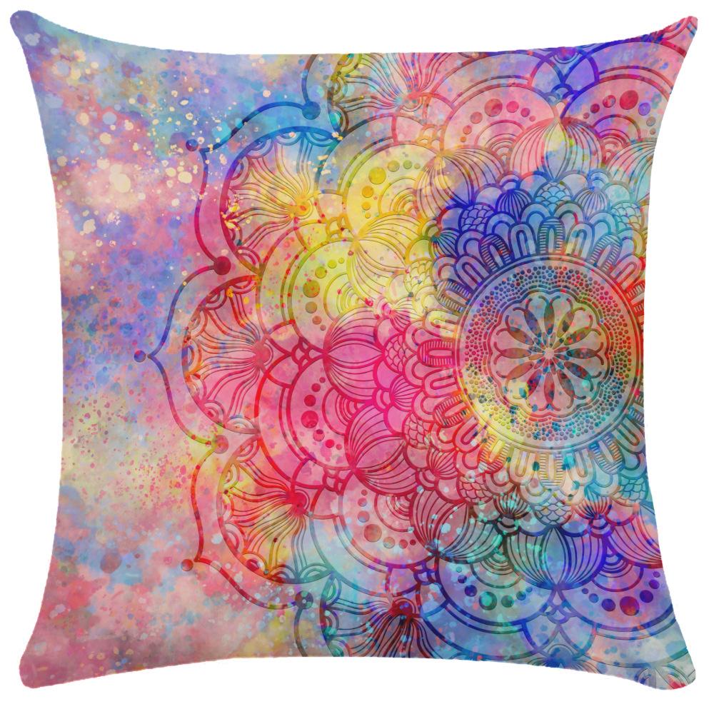 45X45CM Nordic Watercolor Mandala Ethnic Wind Starry Polyester Pillowcase Living Room Sofa Decoration Cushion