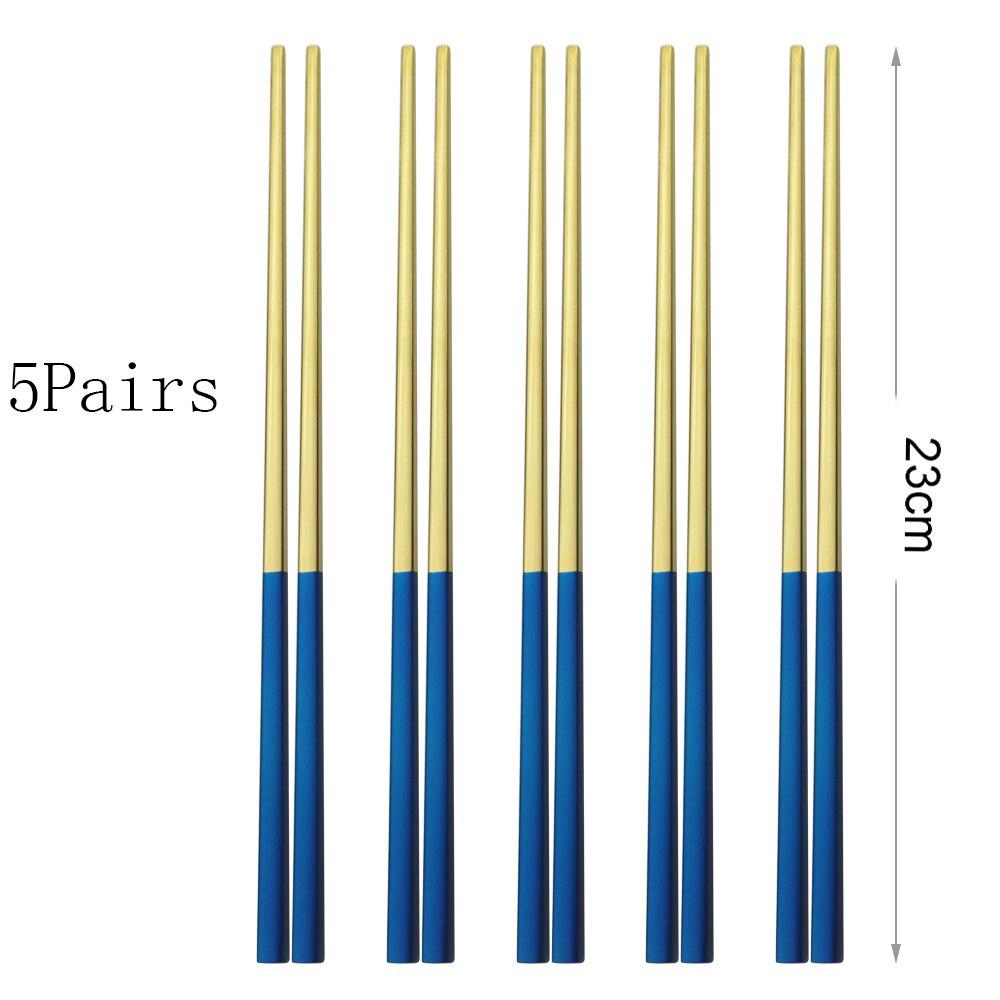 Yemek takımı 5 Çift Paslanmaz Çelik Çubuklarını Metal Suşi Sofra Gümüş Çin Yemeği Düğün Ev Festivali Malzemeleri