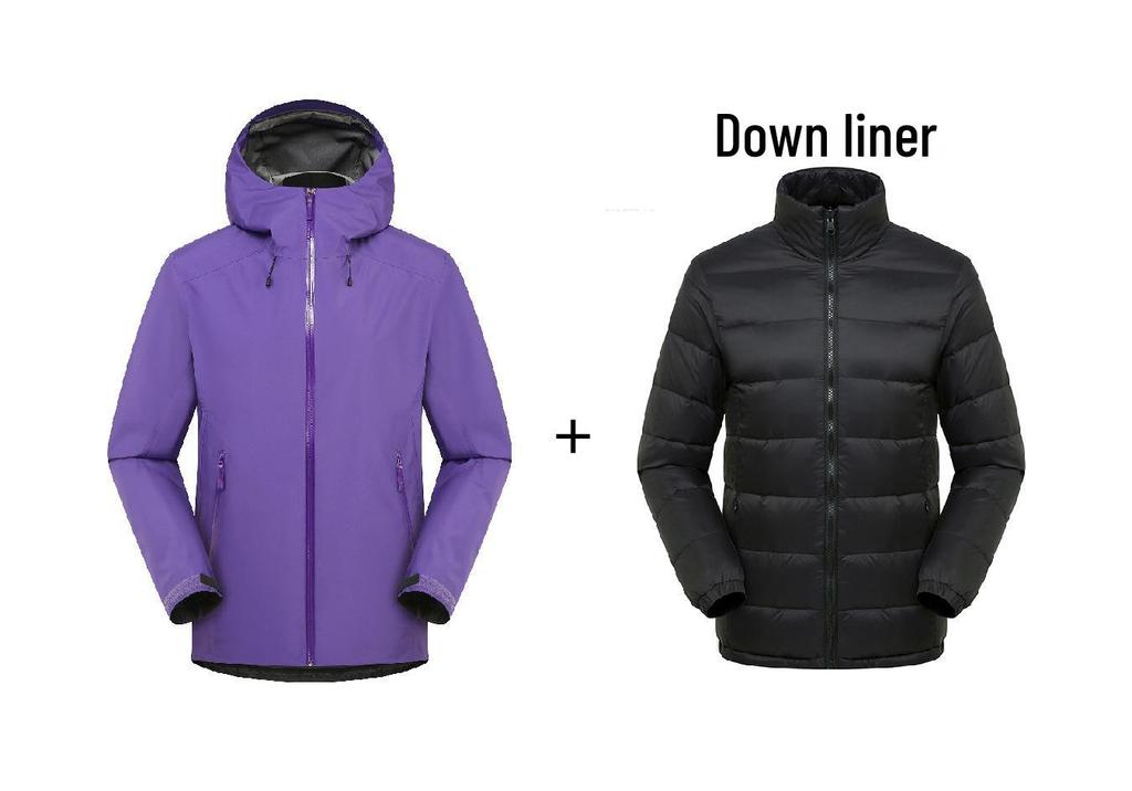Unisex Waterproof 3-in-1 Mountaineering Jacket Set with Taped Hardshell