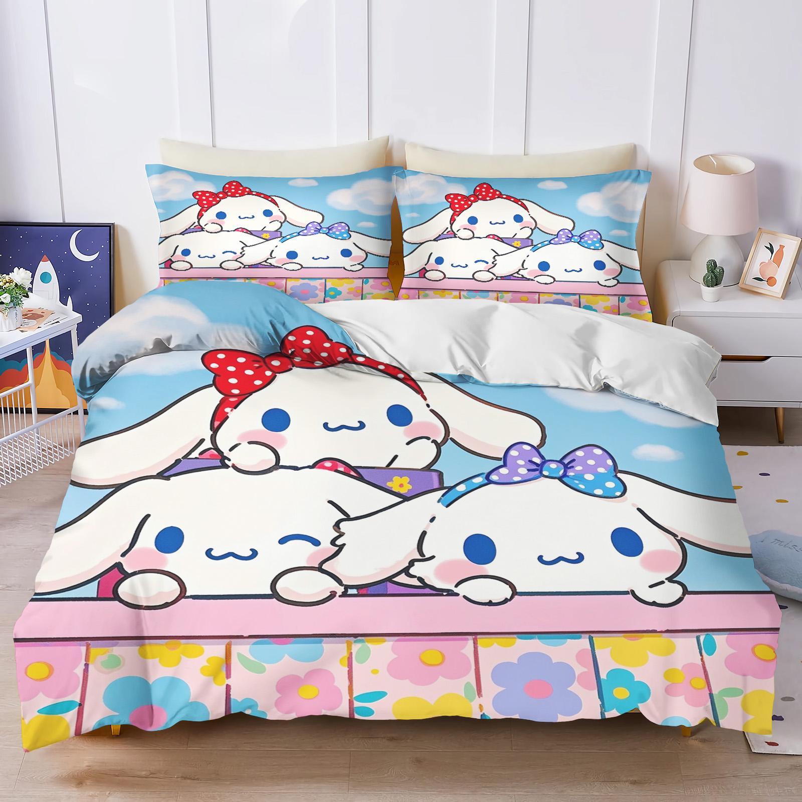 

Cinnamoroll Sanrio 3D Children S Bedding Set Duvet Cover Sets Comforte Suitable For Children And Adults Cute Printed Cartoon EU Single(135*200cm)3pcs