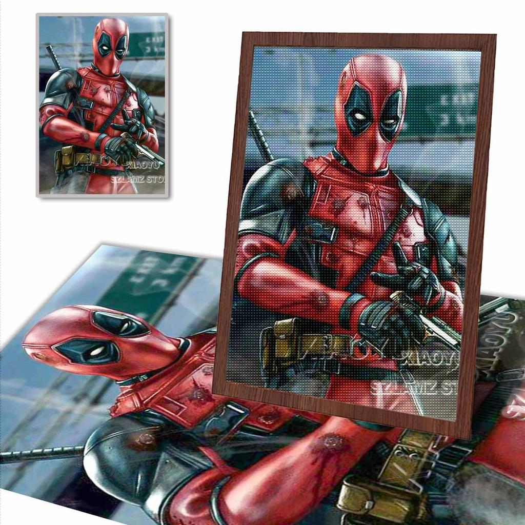5D DIY Diamond Art Painting Kits for Adults, Deadpool Full Round Crystal Diamond Kits for Beginner for Home Wall Decorate