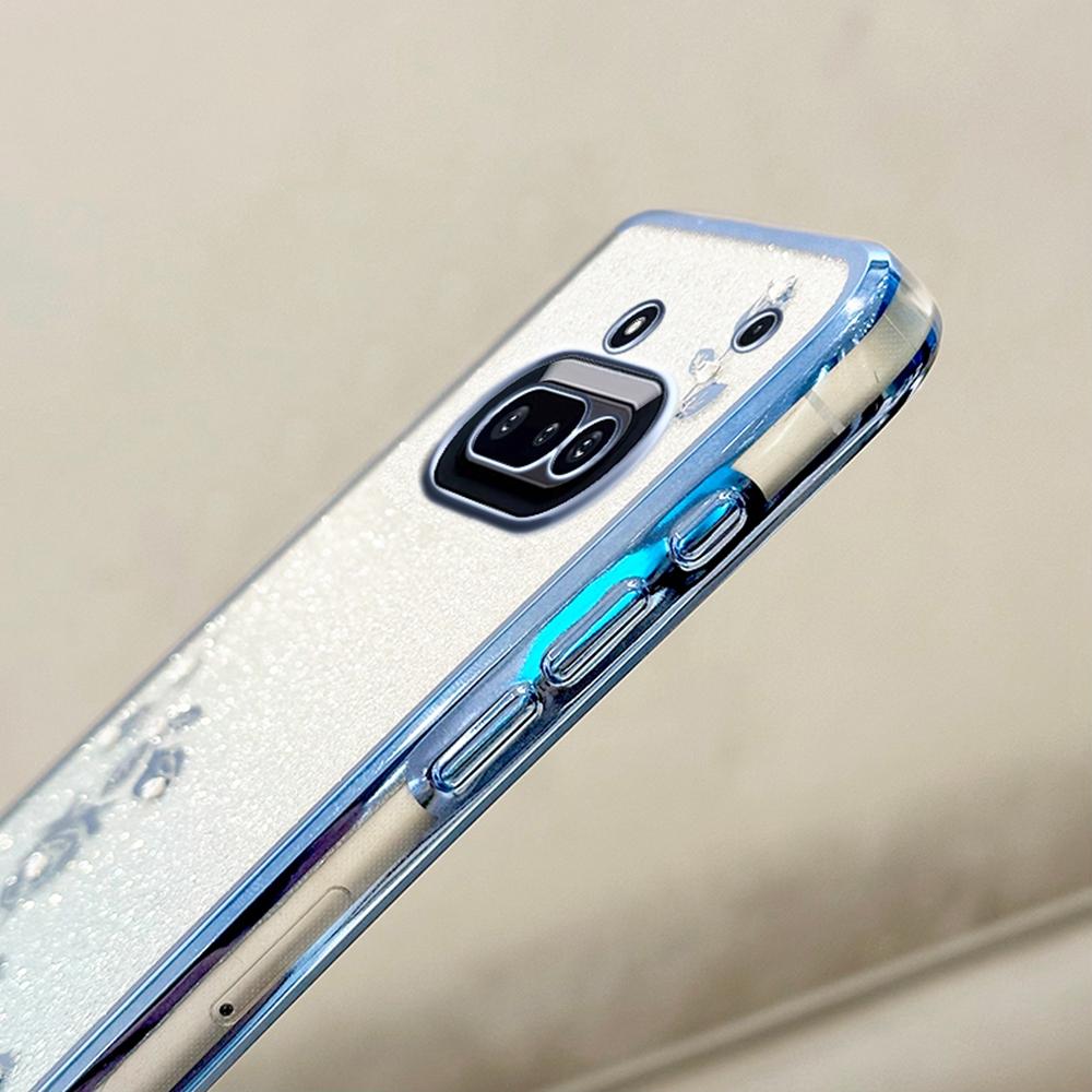 Telefon za nic (3a) Kryt na telefon s květinovým vzorem, TPU gradient a šňůrkou na krk