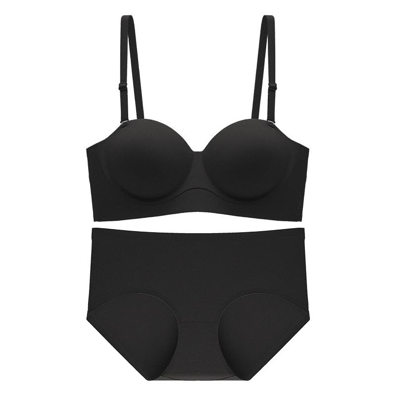 Thin breathable underwear women's small breasts gather and show large adjustment type flat chest special non-slip strapless half cup bra cover