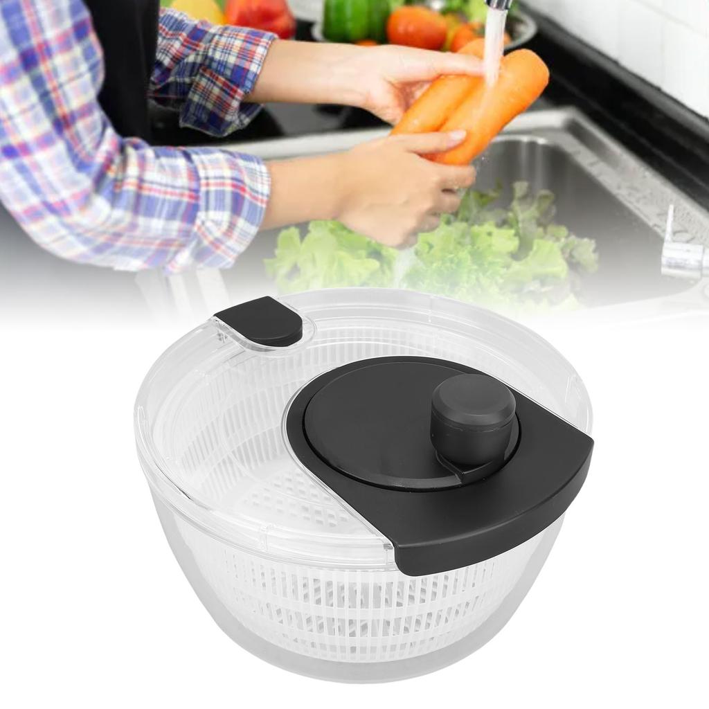 Manueller Salatschleuder Transparenter Kunststoff Handkurbel Gemüsewascher Trockner Abtropfer für Küchenwerkzeug