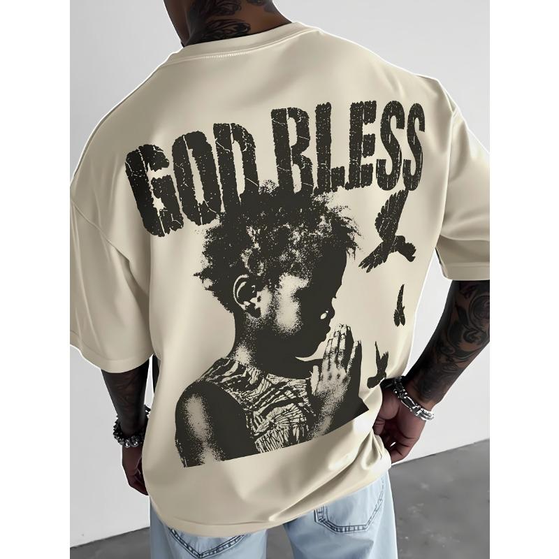 The new men's T-shirt for the summer of 2025 features a casual fashionable comfortable and breathable 3D letter pattern print