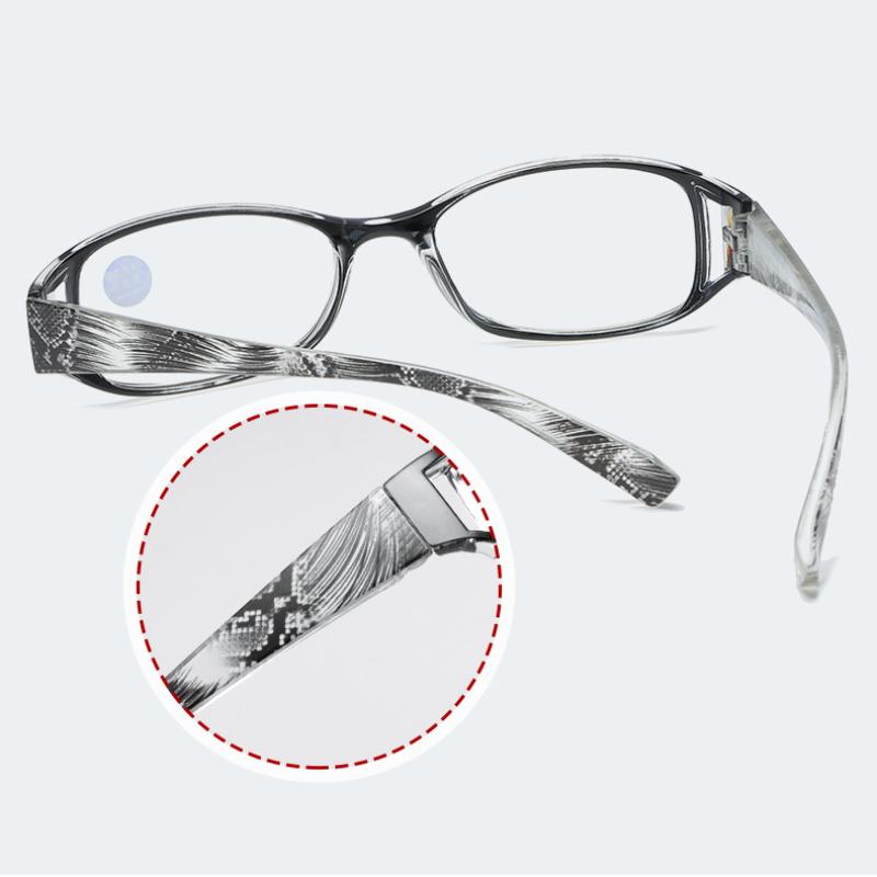 Women Fashionable Reading Glasses Stripes Printed Reading Glasses Anti Blue Light Eyewear Rectangle Presbyopia Eyeglasses