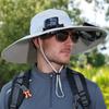 Fisherman Hat, Outdoor Sun Hat with Dual Power Solar USB Rechargeable Fan, Wide Brim Sun Protection Hat for Fishing Camping Hiking Gardening