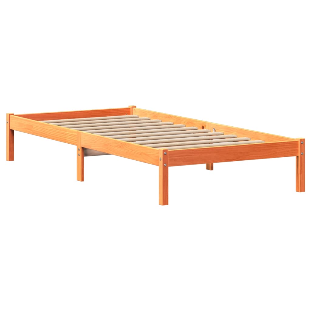 Vidaxl Bed With Shelf, Without Mattress, Waxed Brown, 100X200 Cm, Pine