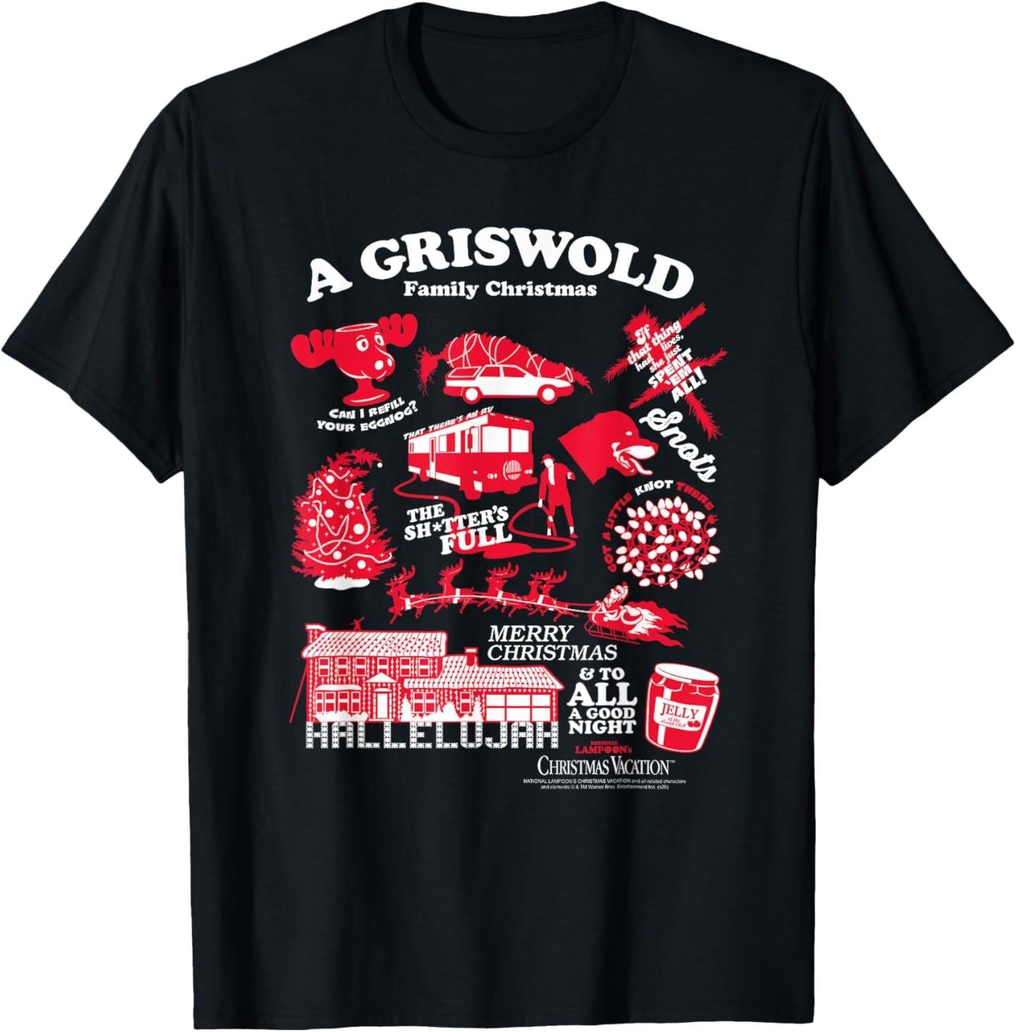 Christmas Vacation Quotes and Icons Collage Holiday Movie T-Shirt S разноцветный