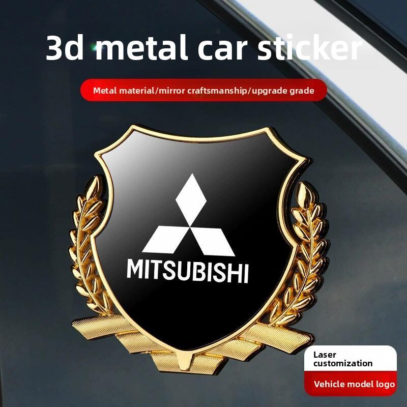 Car Metal Wheat Badge Sticker Window Shield Decals For Mitsubishi Outlander Lancer ASX Eclipse L200 Pajero Delica Mirage Attrage