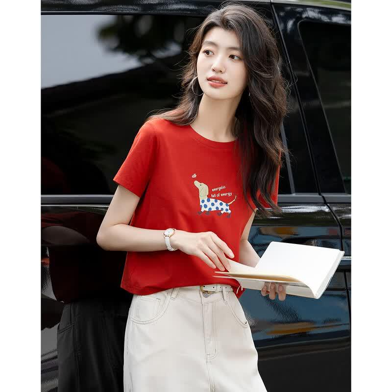 Women's Cartoon Animal Print T-Shirt