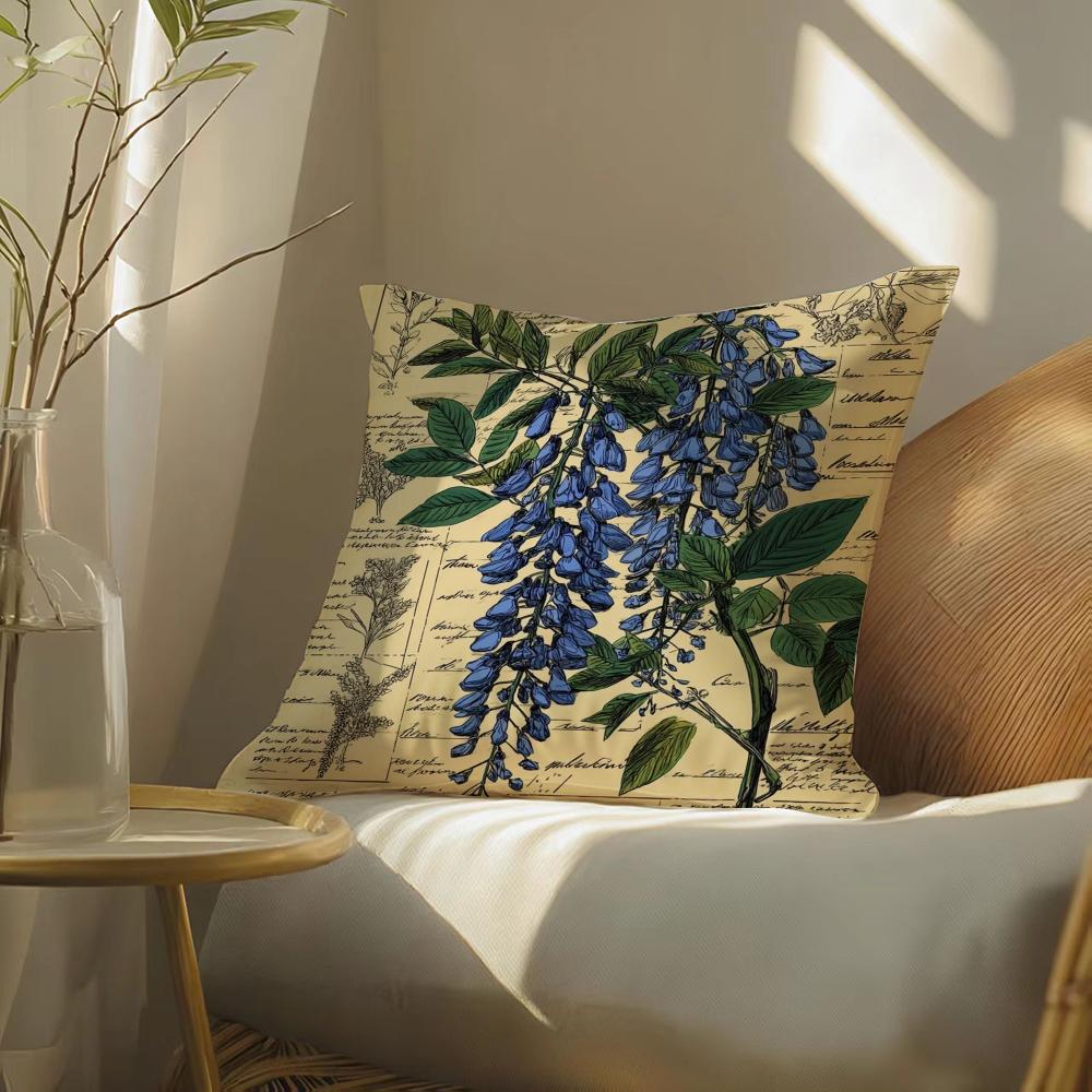 Wisteria Magazine Print Pillow Case Silky Elegant Comfort Sofa Bed Invisible Zipper