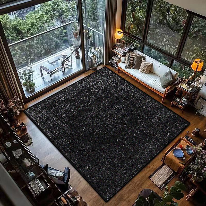 Retro Black Persian CARPET LIVE ROOM Luxury Home Decoration Bedroom Large Area Rugs Easy Cleaning Non-slip Floor Mats Bedside