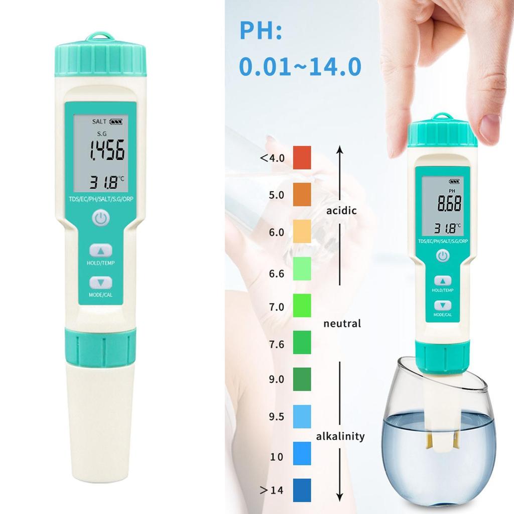 7 In1 Water Quality Tester Waterproof pH/EC/TDS/Temperature Meter