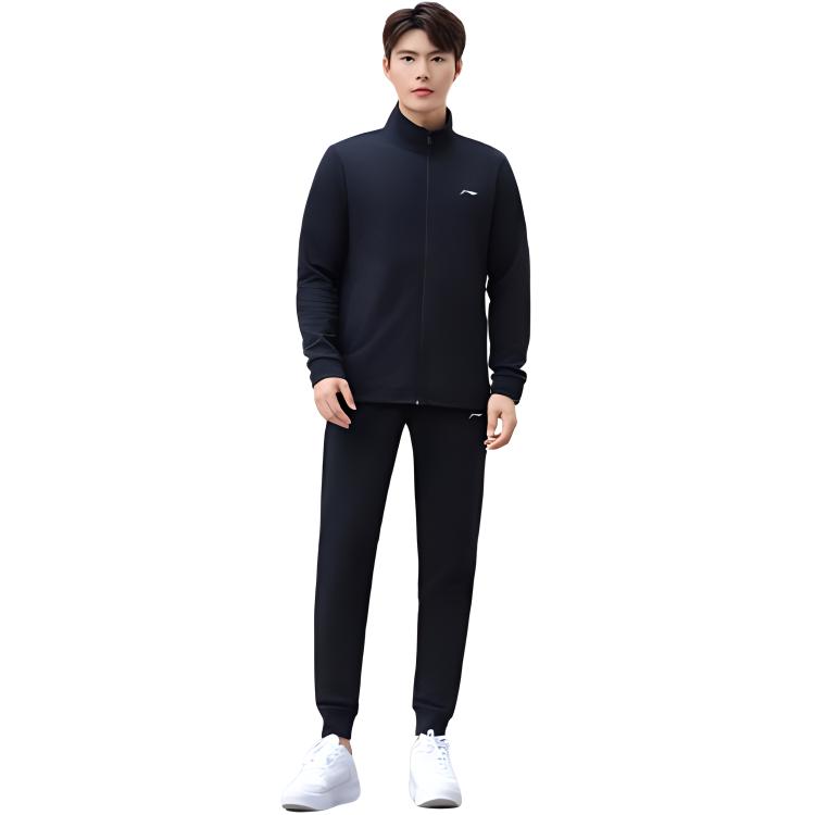 Li-Ning Sports Lifestyle Series Stand Collar Small Logo Zipper Design Long Sleeve Top Cuffed Mid Waist Long Pants Casual Sports Suit AWEU029-1