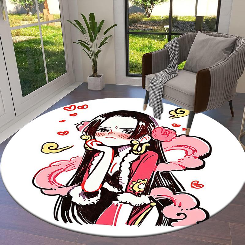 One Piece Boa Hancock Round Area Rug Carpet Rug For Living Room Bedroom Sofa Playroom Decor Nonslip Floor Mat