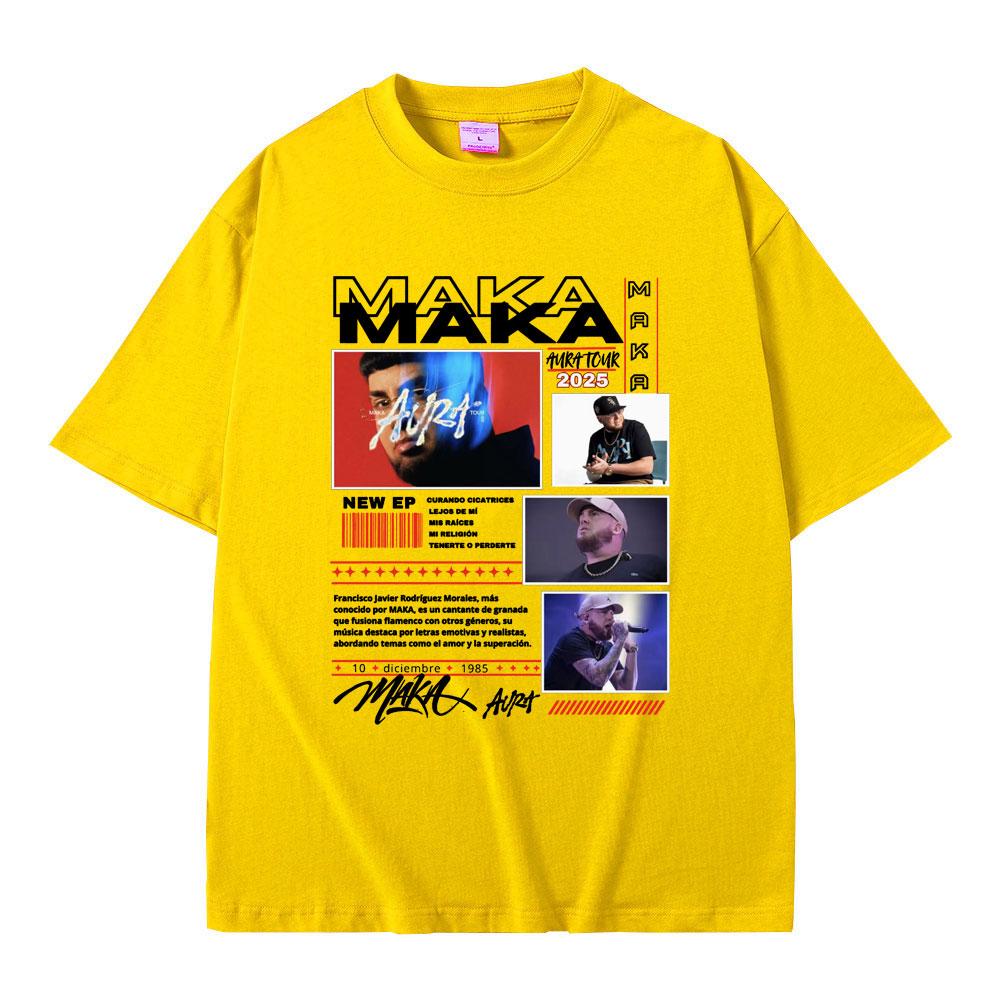 Rapper Maka Aura Tour T Shirts Men Women Hip Hop Vintage Oversized Short Sleeve T-shirts Men's Fashion Casual T-shirt Streetwear