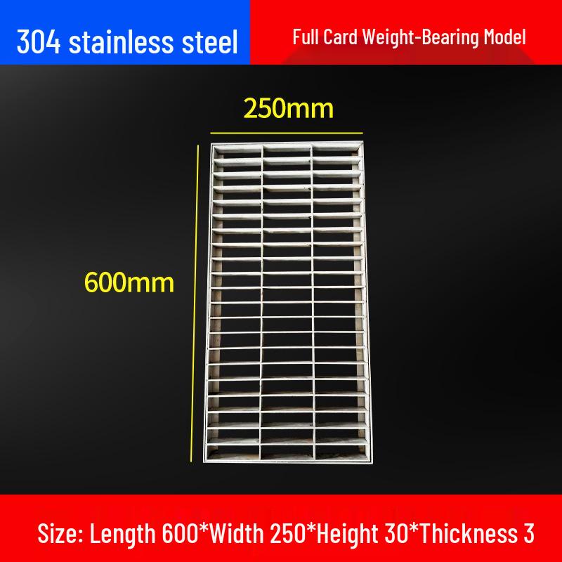 Gitterrostabdeckung aus Edelstahl 304 für Entwässerungsrinnen und Schächte.