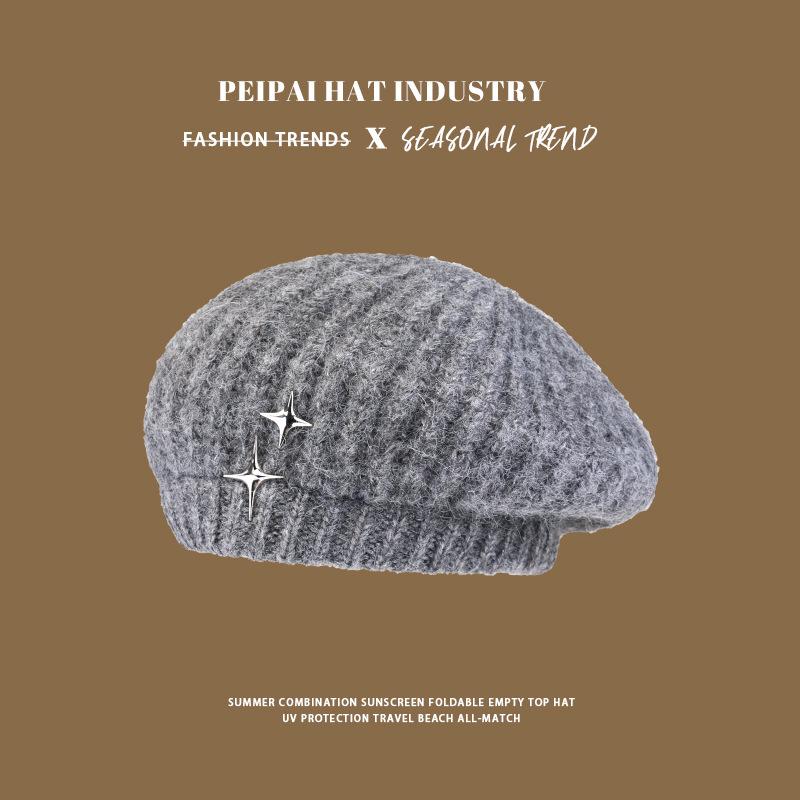 Beret autumn and winter face little girl painter hat versatile classic British retro newsboy hat