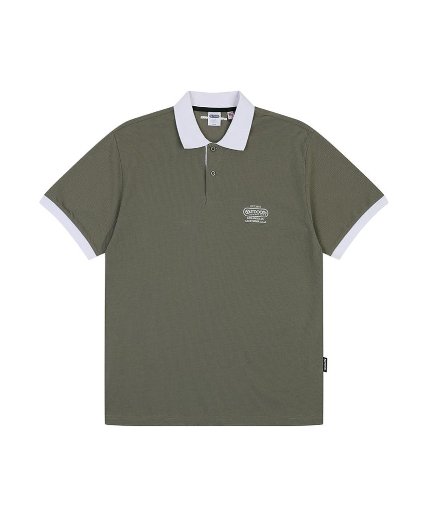 OUTDOOR PRODUCTS Color Block Collared T Shirts (Khaki)