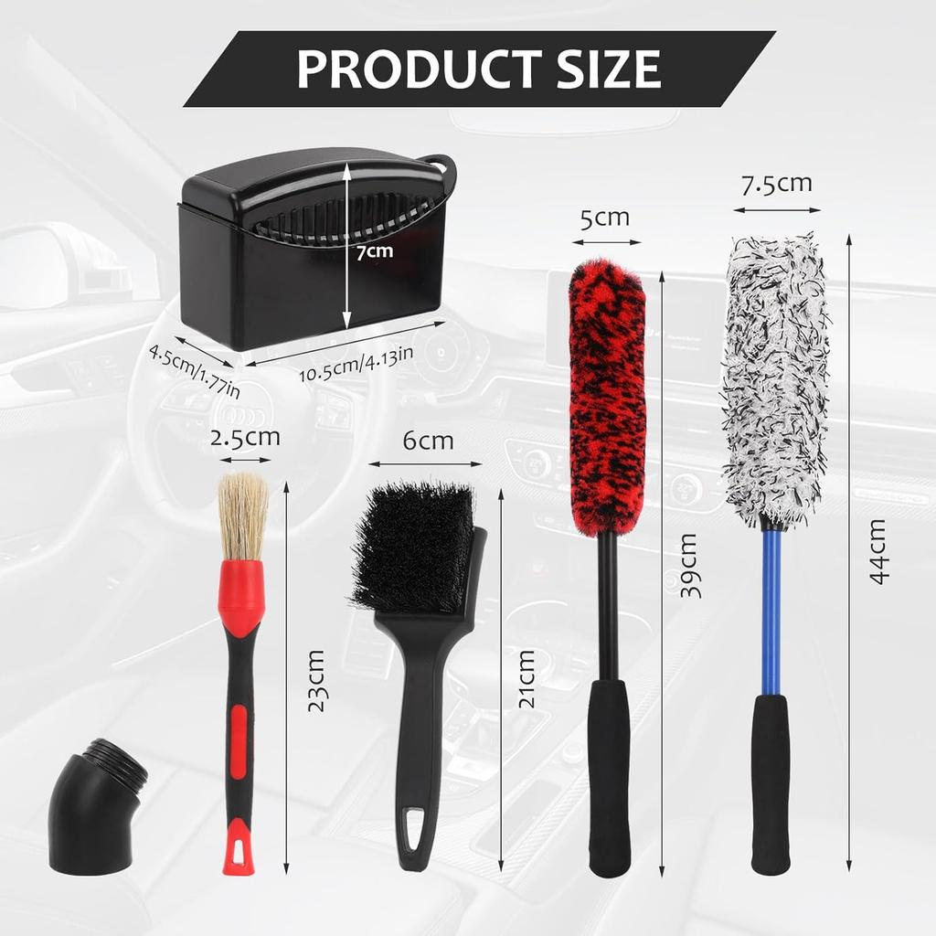 5 Pack Car Wheel Cleaner Brush Kit, Microfiber Cleaning Brush for Tire & Rim, Bendable & Durable, Detailing Brush Set for Cars, Trucks, Suvs &