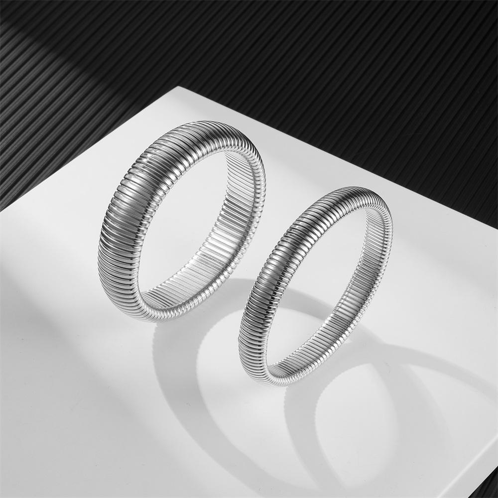 Simple Stainless Steel Couple Bracelet 10/15mm Wide Men's and Women's Personalized Versatile Elastic Bracelet, Accessories
