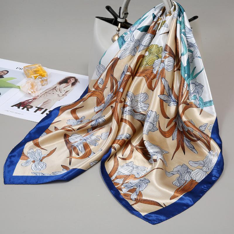 Small silk scarf women's large square scarf yarn scarf spring, autumn and winter matching shirt middle-aged mother square 91 × 91 thin scarf